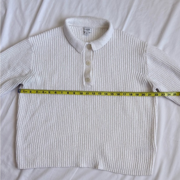 J.Crew Collared Cotton Knit Sweater Cream Women’s Size L Preppy Classic - Picture 5 of 8